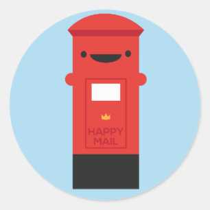 Sticker Rond Courrier heureux - boîte aux lettres de Kawaii
