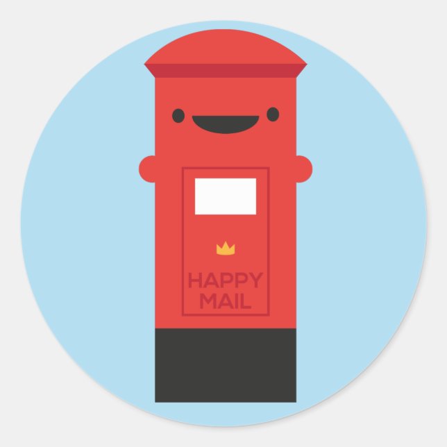 Sticker Rond Courrier heureux - Boîte postale Kawaii (Devant)