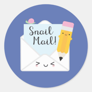 Sticker Rond Courrier Snail Kawaii