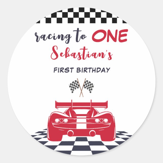 Sticker Rond Course à un premier anniversaire de enfant (Devant)