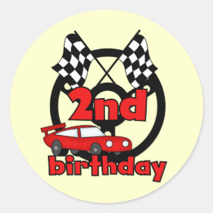 Sticker Rond Course automobile 2e anniversaire Tshirts et cadea