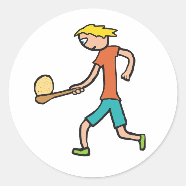 Sticker Rond Course Aux Oeufs Et Cuillères (Devant)