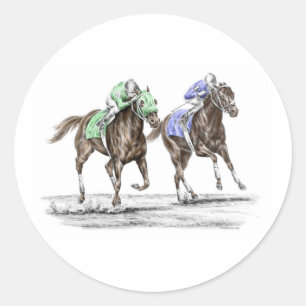 Sticker Rond Course de chevaux à Thoroughbred