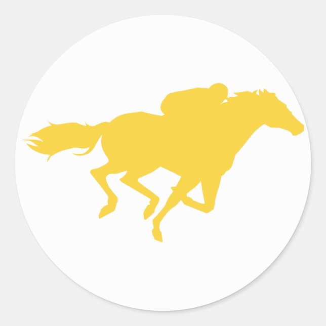 Sticker Rond Course de chevaux jaunes ambrés (Devant)