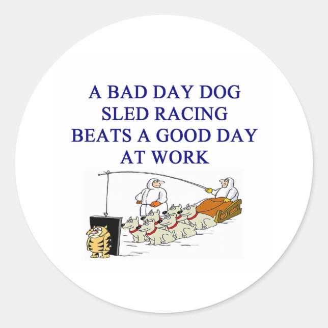 Sticker Rond course de traîneau à chien iditarod amateur (Devant)