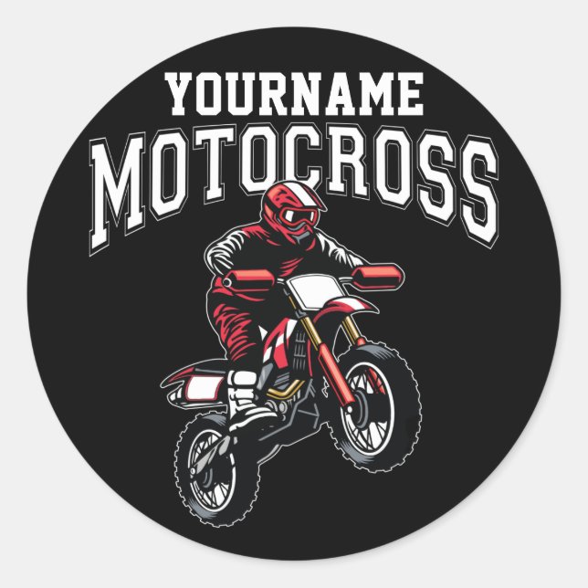 Sticker Rond Course Motocross Dirt Bike Rider personnalisée (Devant)