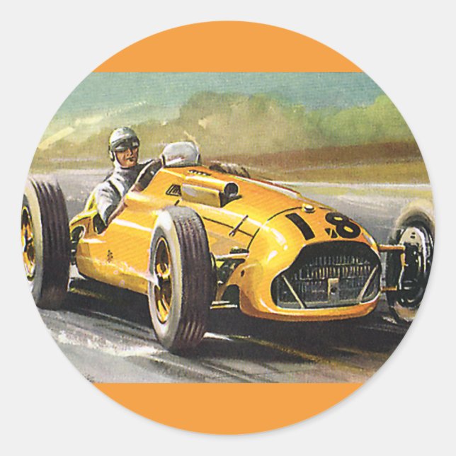 Sticker Rond Course sportive vintage, course automobile de cour (Devant)