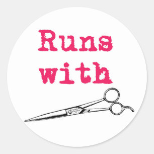 Sticker Rond Courses avec l'autocollant de coiffeur de