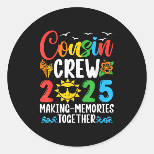 Sticker Rond Cousin Crew 2025 Famille de réunion jumelée Va