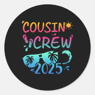 Sticker Rond Cousin Crew 2025 Pour Vacances D'Été Famille