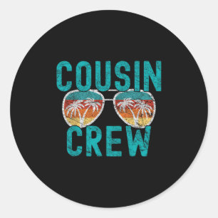 Sticker Rond Cousin Crew Famille Vacances Été Plage de vacances