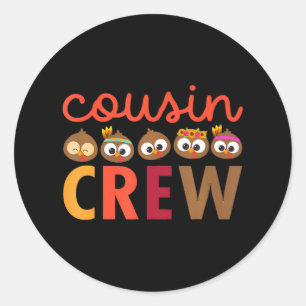 Sticker Rond Cousin Crew Turquie Thanksgiving Famille Automne
