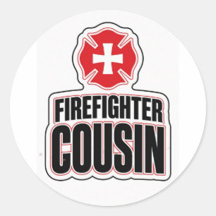 Sticker Rond Cousin pompier