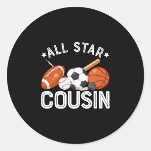 Sticker Rond Cousin Vedette du garçon qui fête son anniversaire