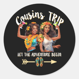 Sticker Rond Cousins Voyage Femmes Noires Vacances Laisser L'Av