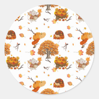 Sticker Rond Coussin jeté à motif transparent d'animaux mignons