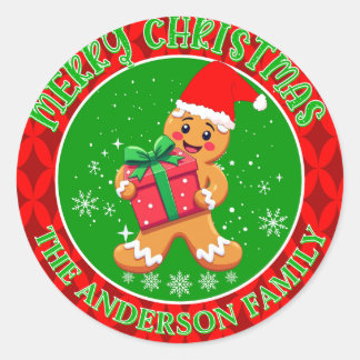 Sticker Rond Coutume Gingerbread Homme Joyeux Noël