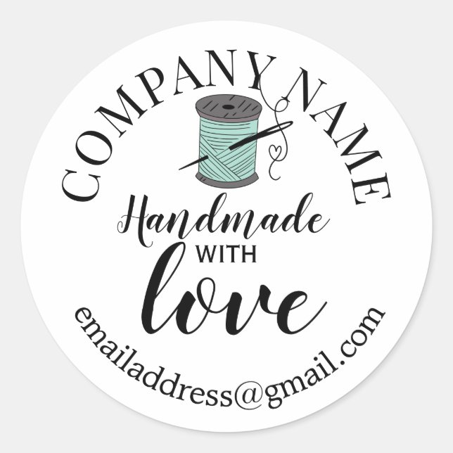 Sticker Rond Couture artisanale avec nom de société d'amour (Devant)