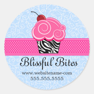 Sticker Rond Couvercle de boulangerie de cerise de Whimsical Cu