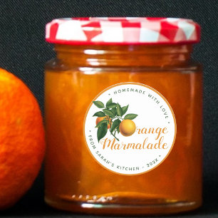 Sticker Rond Couvercle de pot de Marmelade d'Orange maison avec