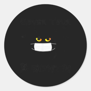 Sticker Rond Couvre Meowth Drôle d'Halloween Masque de Chat Noi