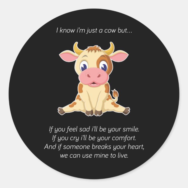 Sticker Rond Cow | À Cow Lovely Face Cow Lover Venin (Devant)