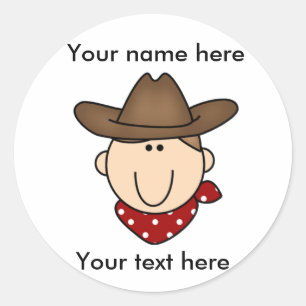 Sticker Rond Cowboy de brun de la personnaliser vous-même
