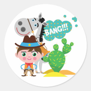 Sticker Rond Cowboy et cheval