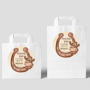 Sticker Rond Cowboy fête anniversaire bébé cheval dans une fave