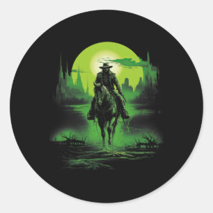 Sticker Rond Cowboy Horseck Riding Salon Gunfight Sheriff 1