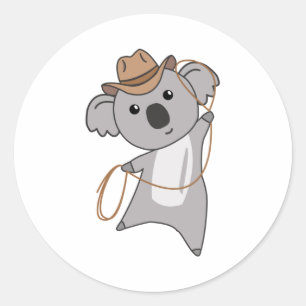 Sticker Rond Cowboy Koala Koalas Koala Bear Ouest Australie