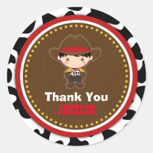 Sticker Rond Cowboy Ouest Vieux Ouest Anniversaire