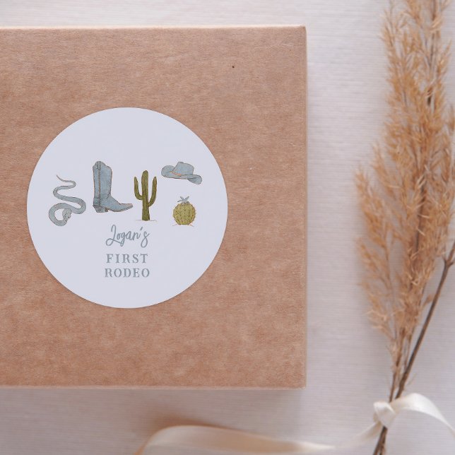 Sticker Rond Cowboy Pays 1er Anniversaire Fête Favoriser (Créateur téléchargé)