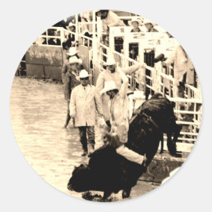 Sticker Rond Cowboy Rodeo