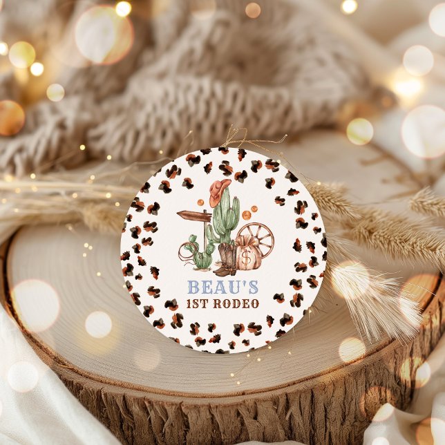 Sticker Rond Cowboy Wild West 1er Rodeo Ranch fête d'anniversai (Créateur téléchargé)