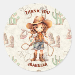 Sticker Rond Cowgirl 5e anniversaire Bash