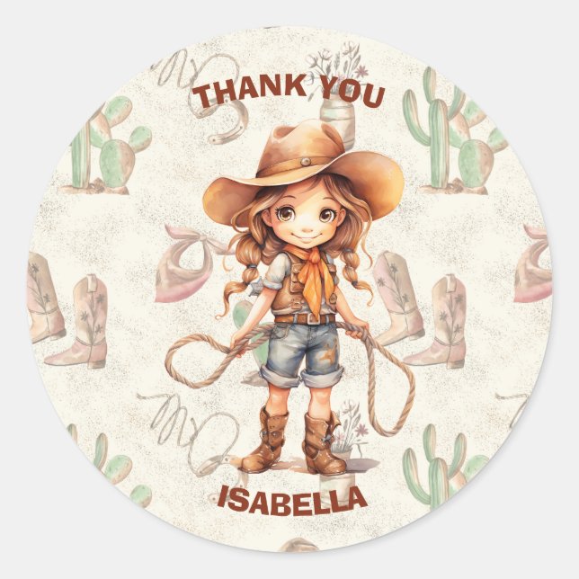 Sticker Rond Cowgirl 5e anniversaire Bash (Devant)