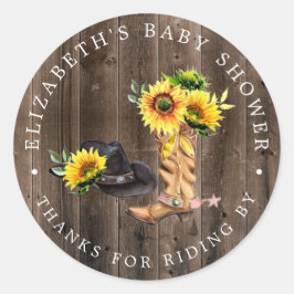 Sticker Rond Cowgirl | Drive-By Baby shower Merci Favor