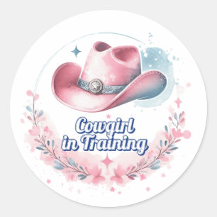 Sticker Rond Cowgirl en formation