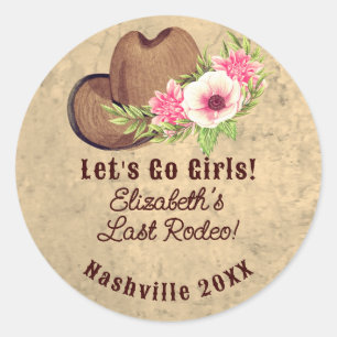 Sticker Rond Cowgirl Enterrement de Vie de Jeune Fille Allons-y