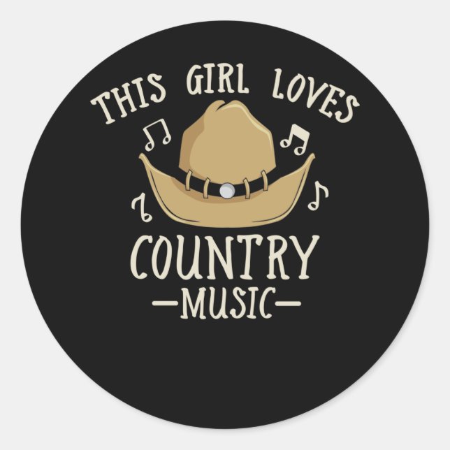 Sticker Rond Cowgirl Female Country Music Lover Western Dancing (Devant)