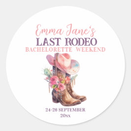 Sticker Rond Cowgirl Last Rodeo Rose Bachelorette