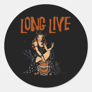 Sticker Rond Cowgirl occidentale Halloween Rétro Halloween Sorc