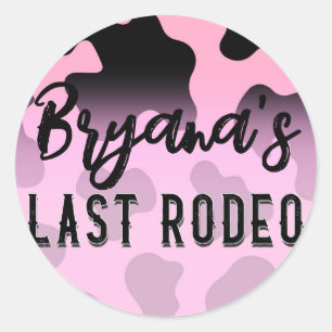 Sticker Rond Cowgirl Rose & Noir Dernier Rodéo Enterrement de V