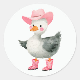 Sticker Rond Cowgirl Silly Goose Pastel Rose mignonne Western