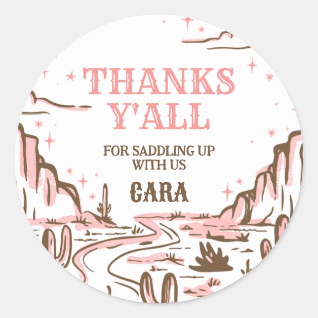 Sticker Rond Cowgirl Wild West Rodeo fête d'anniversaire (Devant)