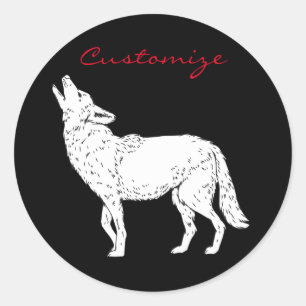 Sticker Rond Coyote Howling Thunder_Cove