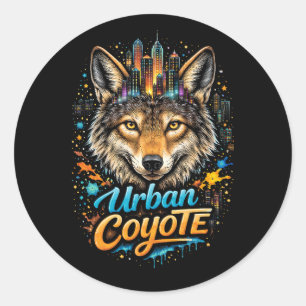 Sticker Rond Coyote urbain