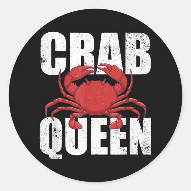 Sticker Rond Crab Queen Seafood Crab Meat Lover Crab Fishing (Devant)