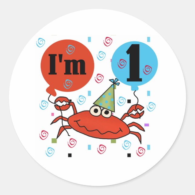 Sticker Rond Crabe 1er anniversaire (Devant)